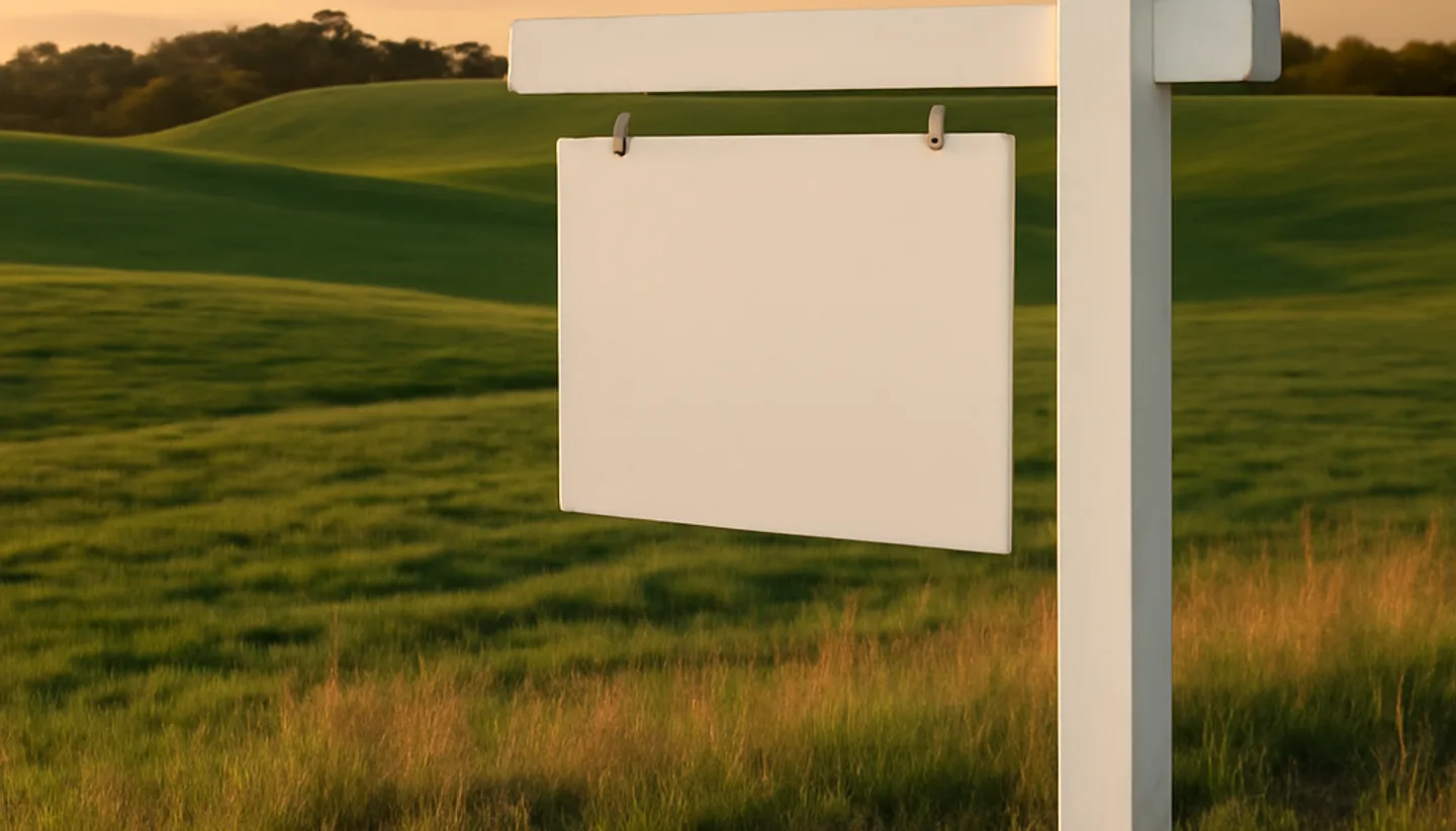 For sale by owner sign on vacant Kentucky land representing FSBO land sale