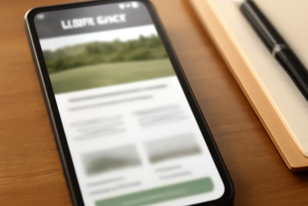 Smartphone showing a Kentucky land listing on a FSBO marketing website